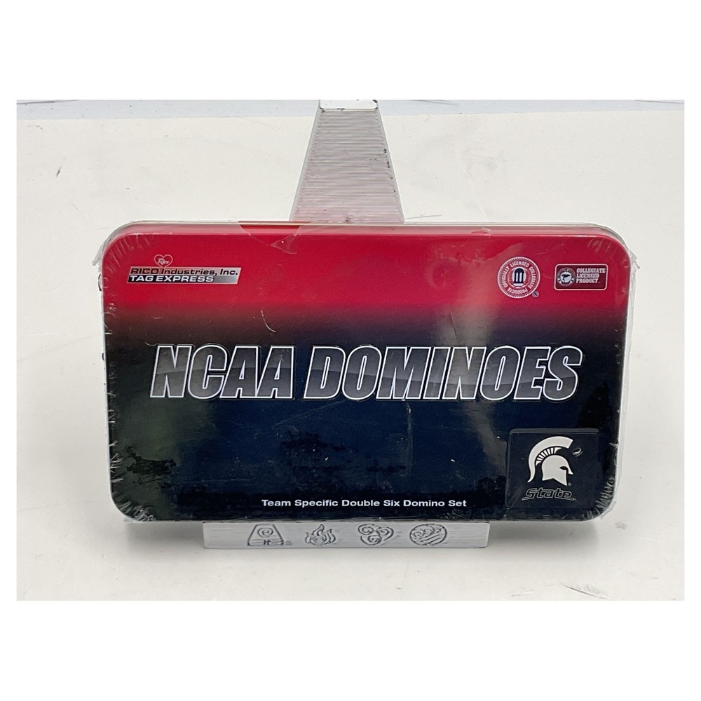 Michigan State Spartans NCAA Double Six Domino Set Rico Industries New Tin